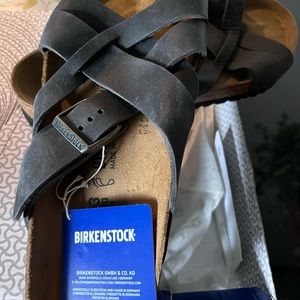 Birkenstock men’s size 10M Lugano sandals ‘old black’ color brand new in box.